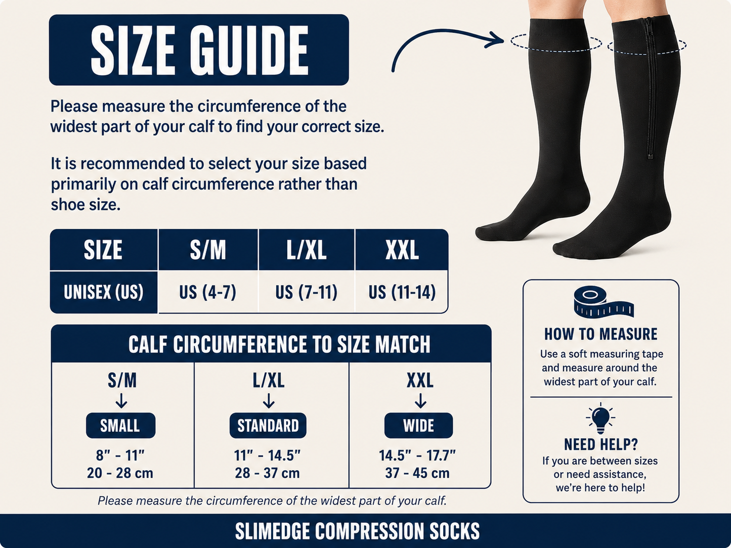 Compression Slimedge Zip Socks